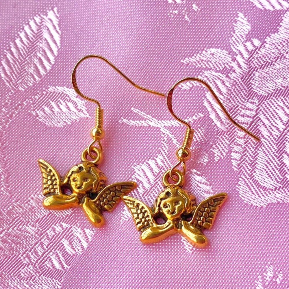 GOLD CHERUB EARRINGS